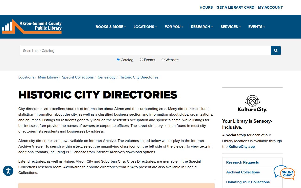 Historic Akron directory collection at Akron-Summit County Public Library