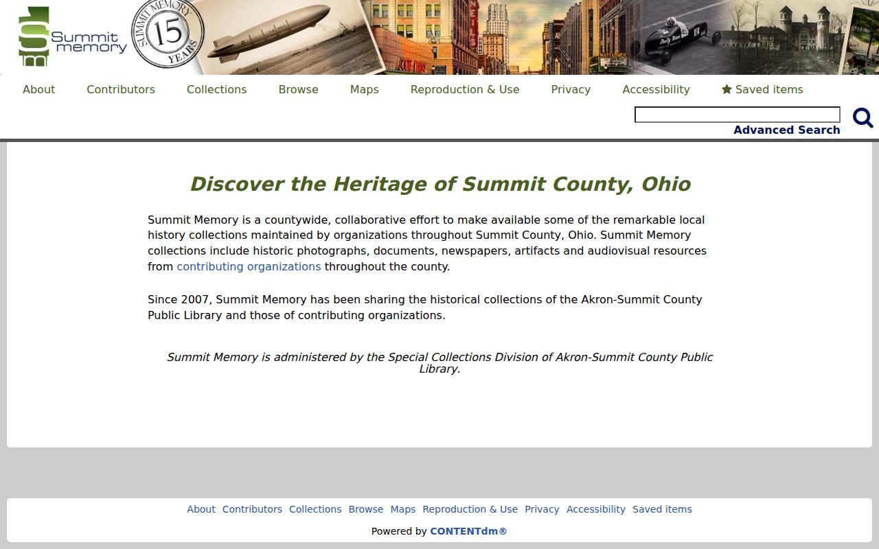 Summit Memory digital collections page for Summit County history