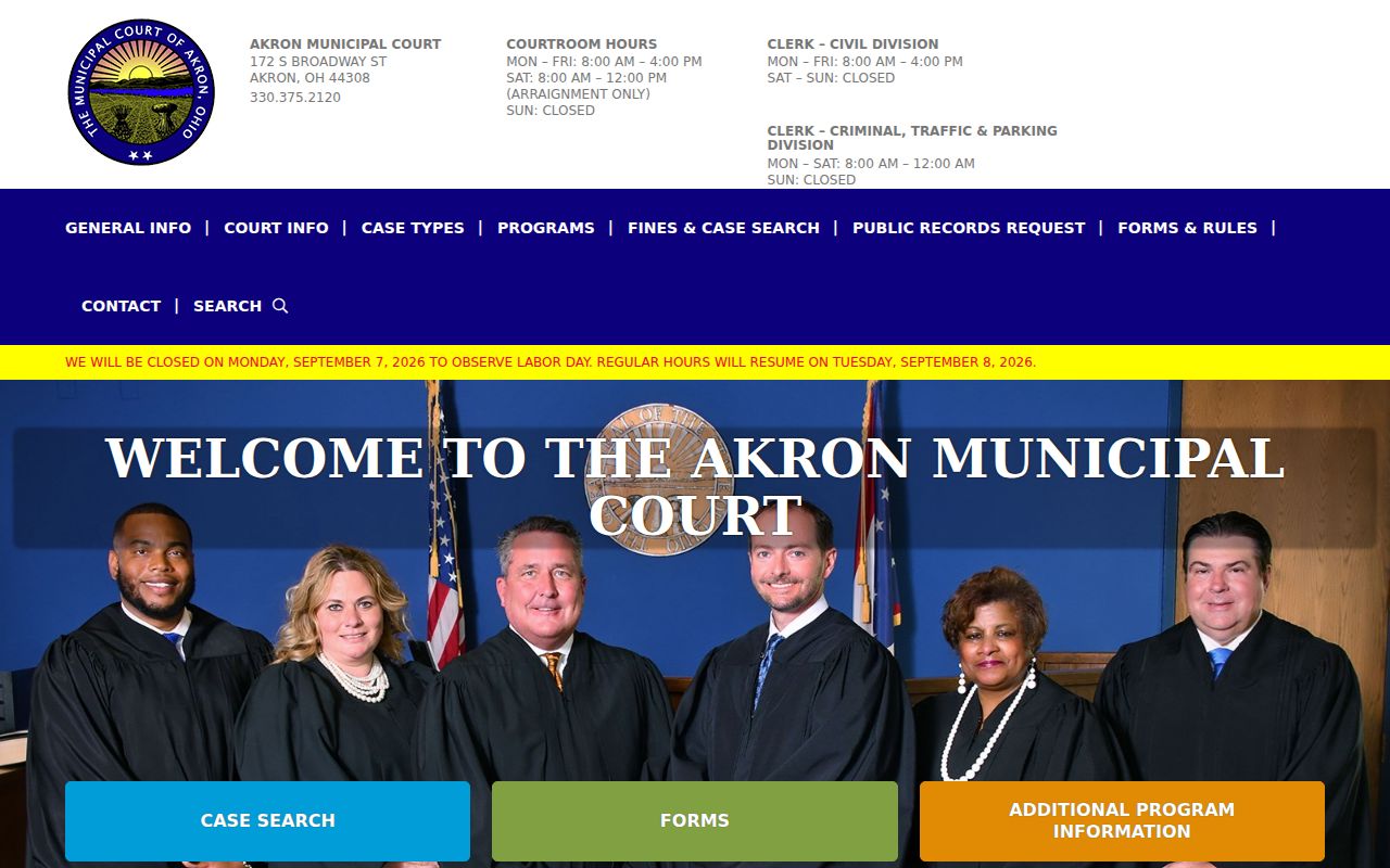 Summit County residents directory Akron Municipal Court search route
