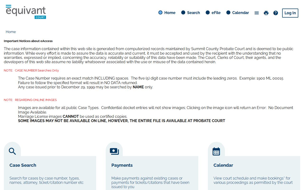 Summit County residents directory Probate eServices case-search route