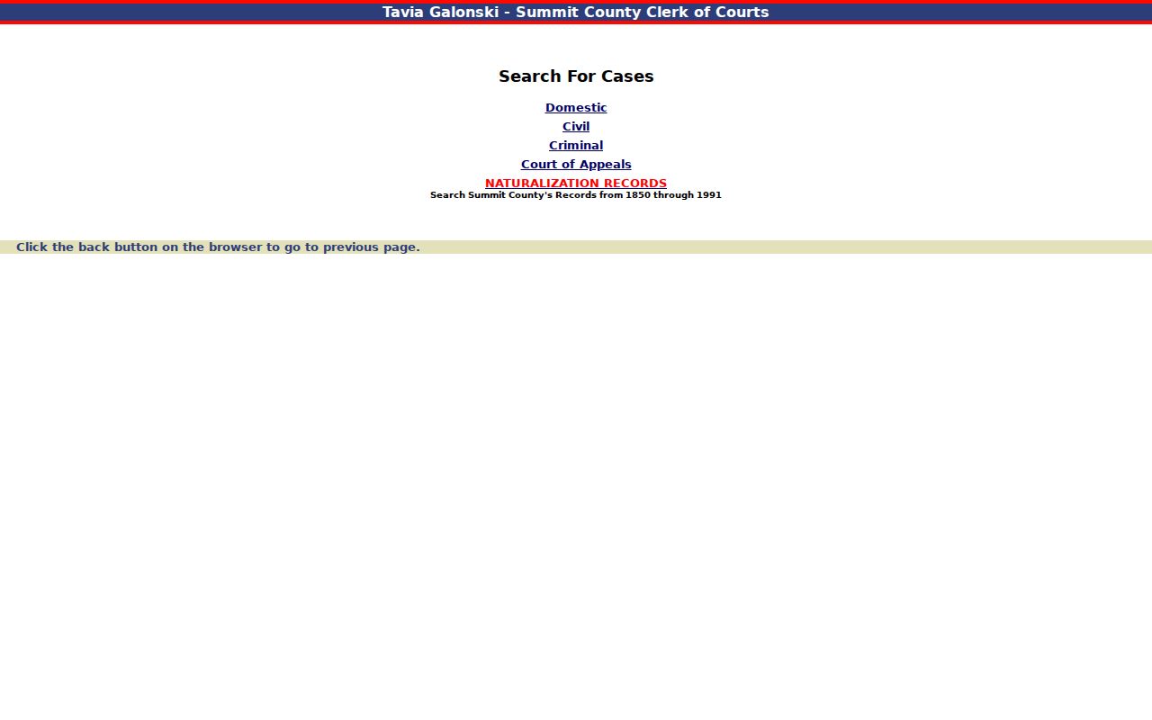 Summit County residents directory Clerk court-records search selection