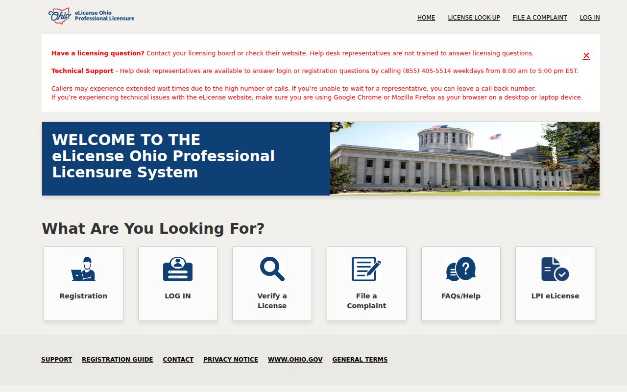 Summit County resident lookup through the Ohio eLicense portal